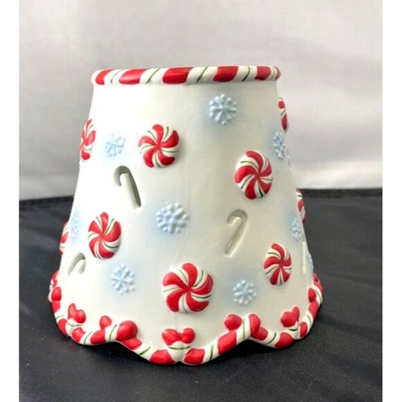 PartyLite Candle Jar Topper Candy Cane Peppermint Pals Christmas Holiday EUC RED - Picture 2 of 5
